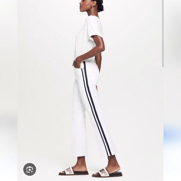 MOTHER Denim - Mother Denim the Hustler ankle glass sleeper racer jeans white black